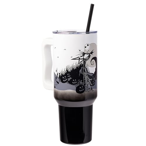 Silver Buffalo Nightmare Before Christmas, Stainless Steel Tumbler, 40oz Nightmare Before Christmas Hill and Moon Scene 40 Ounces