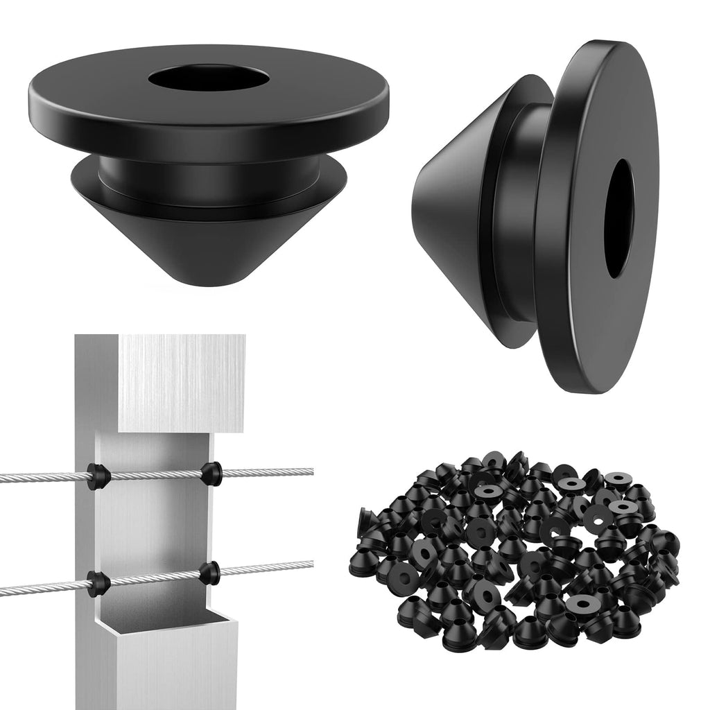 [Australia - AusPower] - 100 Pack Cable Railing Rubber Grommets for 1/8" 5/32" 3/16" Cables for Metal Cable Railing Posts, Cable Railing Kit Protector Sleeve Grommet, Railing Protective Sleeves for Outdoor Indoor Metal Posts 
