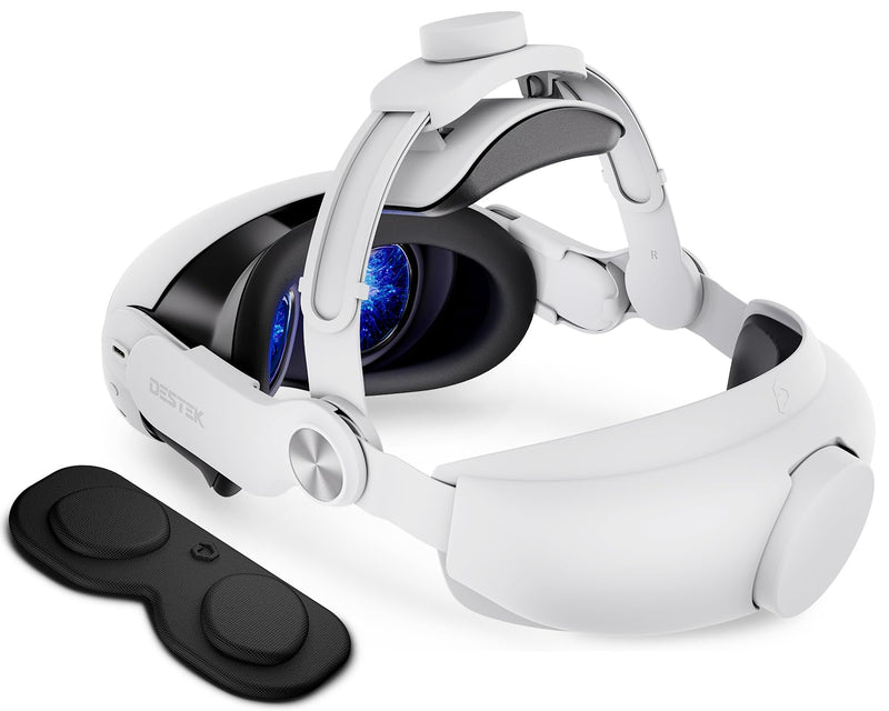 [Australia - AusPower] - DESTEK QH3 Pressure-Free Head Strap, w/Lens Protector, Enhance Comfort with Added Top-Fit Adjustment - Compatible with Meta Quest 3 Accessories; Balances Weight at 3 Angles White 