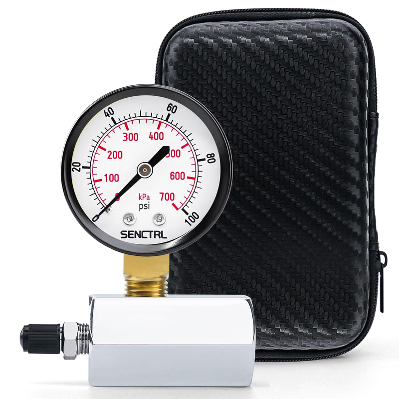 [Australia - AusPower] - 0-100 Psi Gas Pressure Test Gauge, 2" Dial Size, 3/4" FNPT Connection, Brass Valve, Chrome Plated Steel Body Assembly 0-100 psi 