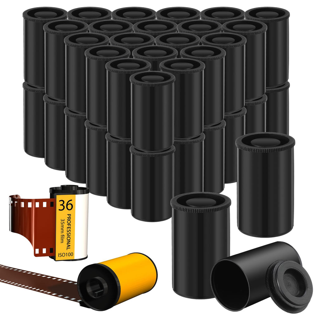 [Australia - AusPower] - 50 Pcs Film Canisters with Caps 35 mm Plastic Film Canister Holder Camera Reel Containers Empty Film Containers with Lids for Beads Fish Hook Keys Small Accessories Storage(Black) Black 