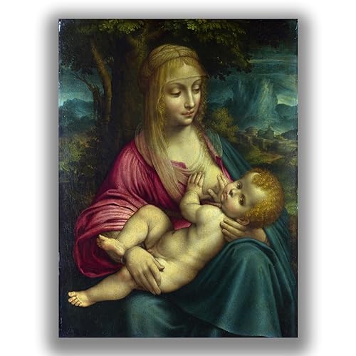 Leonardo Da Vinci Canvas Wall Art - Madonna And Child With St Anne Poster - Religious Art -Renaissance Historical And Cultural Illustrations- for Bedroom Living Room Kitchen Unframed (12×16in/30×40cm)… Madonna and Child with Saint Anne 16"L x 12"W