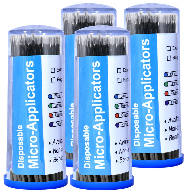 [Australia - AusPower] - 400Pcs/Box Bendable Dental Microbrush Applicator, Disposable Micro Brushes international Cylinder 1mm Black 