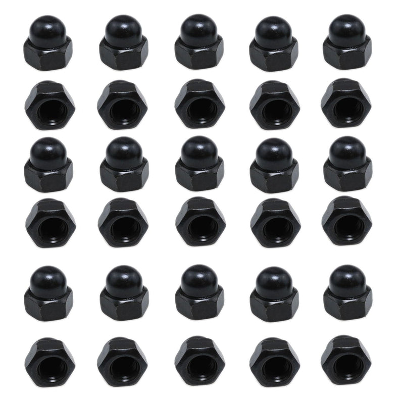 [Australia - AusPower] - Black Stainless Steel Female Hexagon Socket Nuts Decorative Nuts Nut Covers M6 Acorn Nuts-30PCS 