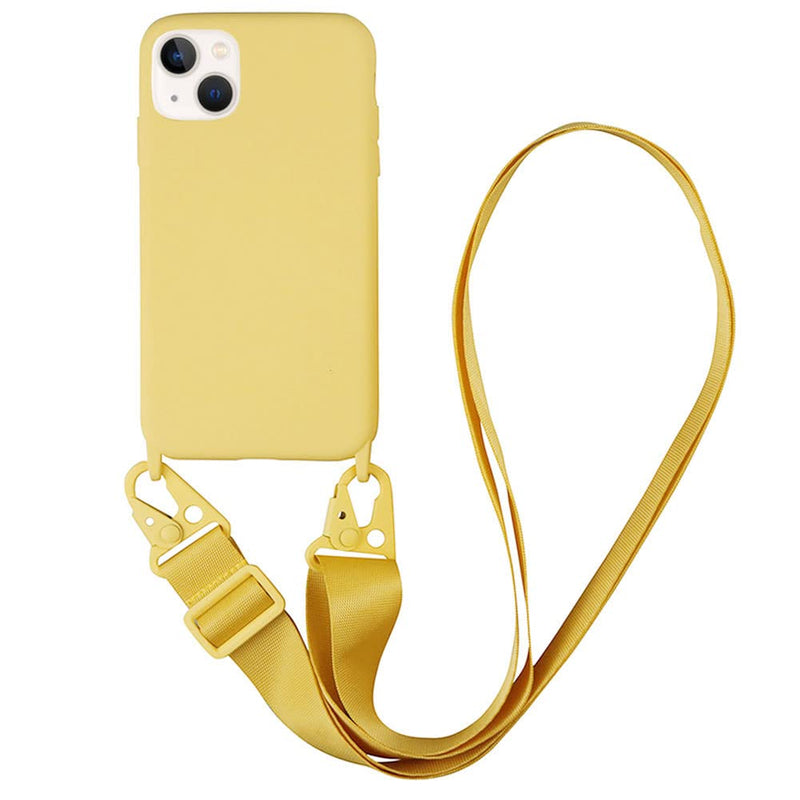 [Australia - AusPower] - for iPhone 15 Pro Max,Crossbody Phone Case with Shoulder Strap Soft Silicone Case with Adjustable Lanyard Cute Cool Wireless Charging Shockproof Protector for Women Girls Yellow 