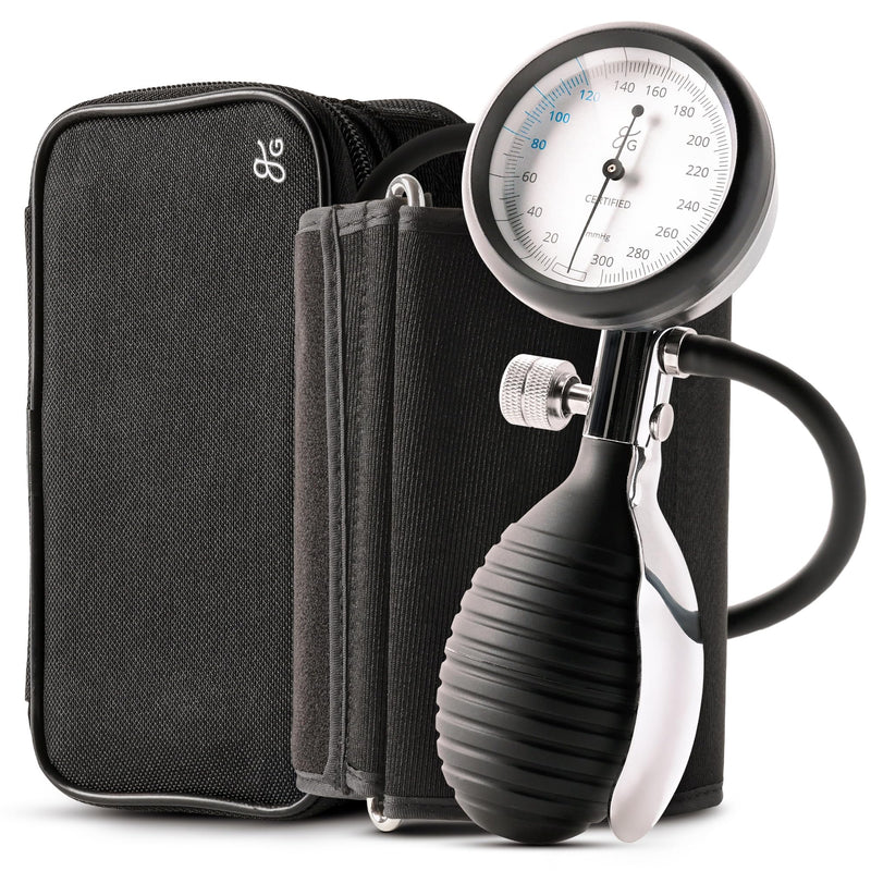 [Australia - AusPower] - Greater Goods Sphygmomanometer, Latex-Free Manual Blood Pressure Cuff, Home Use, Elderly Care with Carrying Case, Onyx Black 