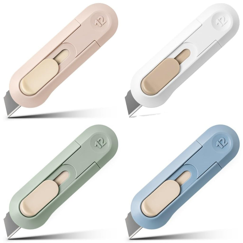 [Australia - AusPower] - 4pcs Utility Knife Box Cutters, Retractable Letter Opener, Sharp Cartons Cardboard Cutter Razor Knife for Christmas, Smooth Mechanism Perfect for Office and Home Use 