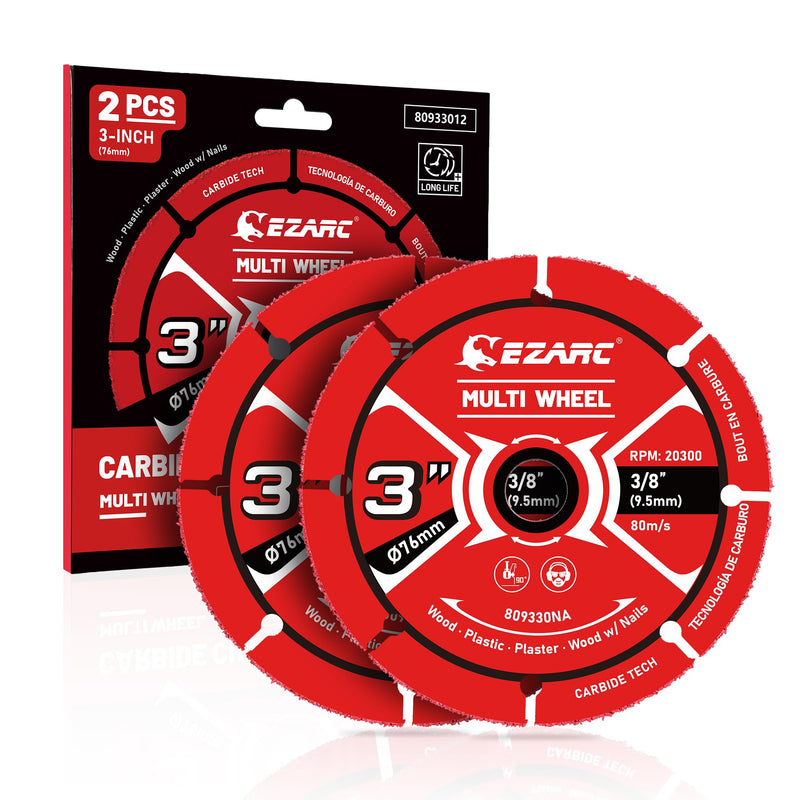 [Australia - AusPower] - EZARC 3 Inch Cut Off Wheels, Carbide Cutting Disc, Angle Grinder Cutting Wheel for Wood, Wood with Nails, Laminate, Plastic, Plaster, 2 Pack 