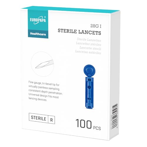 EUROPAPA EUROPAPA BG Series Sterile Disposable Lancets for Blood Collection Blood Sugar Measurement Capillary Diabetic Pack of 100
