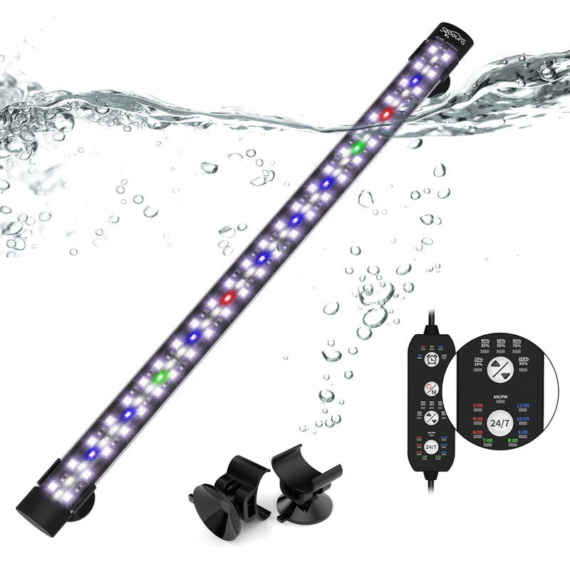 SEAOURA Submersible Aquarium Light for 20 to 35 Inch Fish Tank, 24/7 Cycle Fish Tank Light with Timer, Aquarium Plant Light with Full Spectrum+7 Single Colors, Auto On/Off, Adjustable Brightness 18.9 Inch length