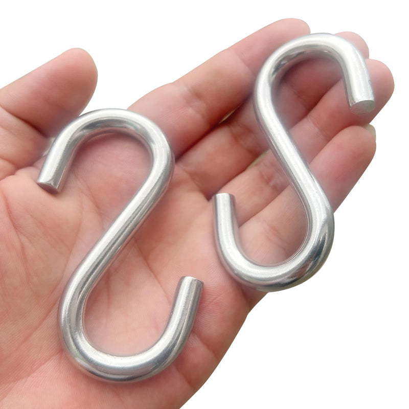 [Australia - AusPower] - 304 Stainless Steel S Hooks Heavy Duty,Outdoor Rust-Free Strong Industrial Grade Quality Utility Hooks 3.2 Inch /2 Pack 2 