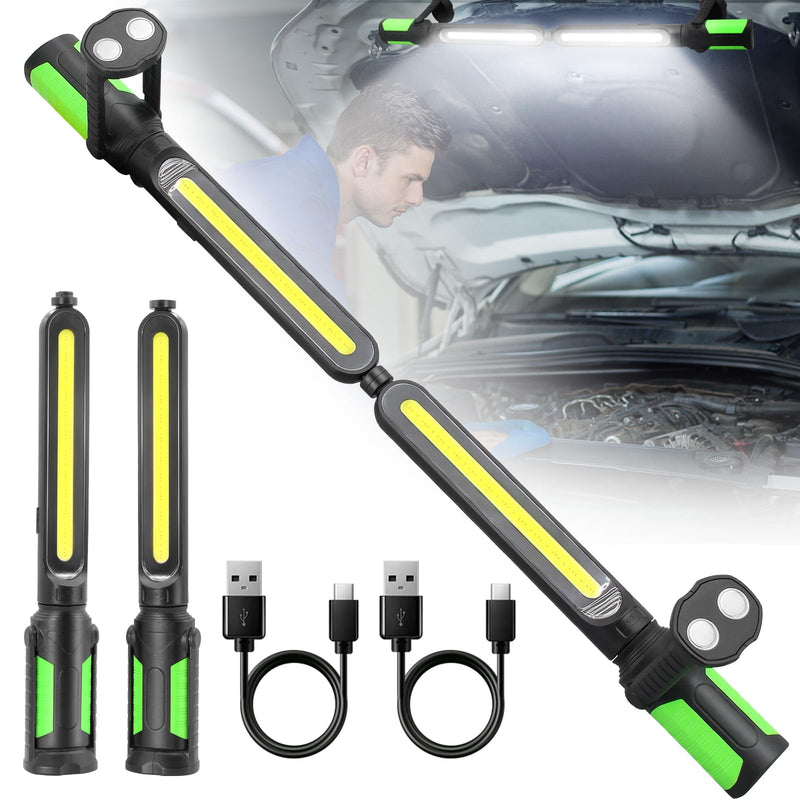 SYLSTAR Work Light for Mechanic, 2400LM LED, 4400mAh Rechargeable, Magnetic, Underhood Work Light with Hooks for Car Repairing/Inspection/Garage/Workshop/Emergency Green