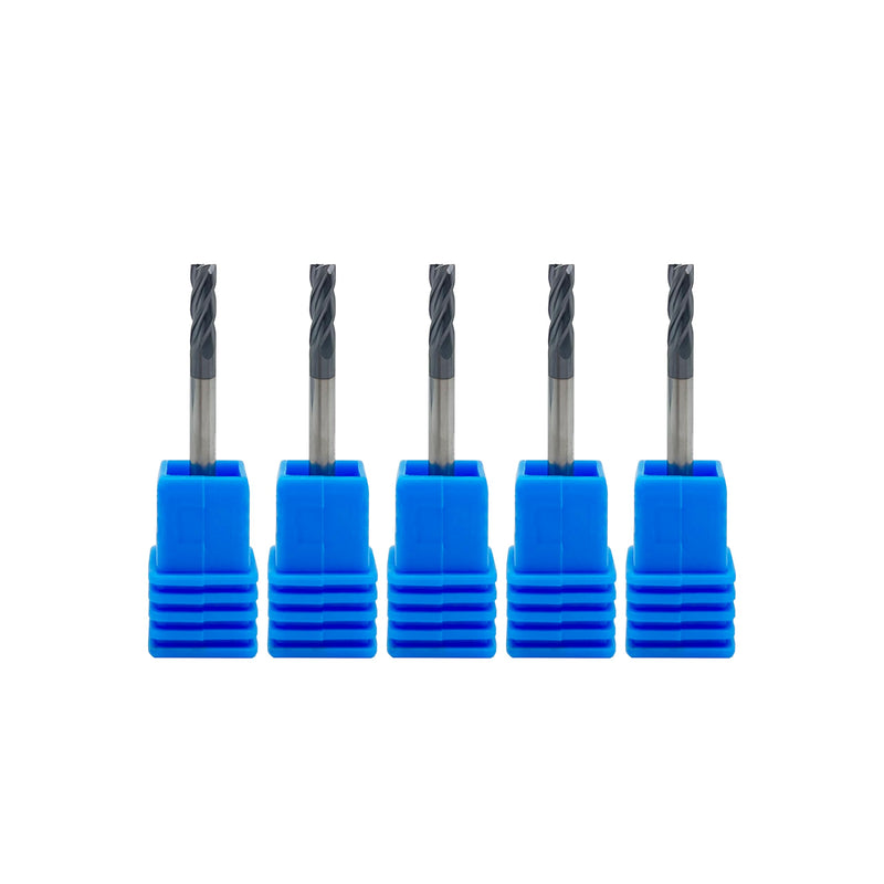 [Australia - AusPower] - Carbide Square End Mill - 4 Flute - 1/8"4T (5 Piece, 1/8") - for Milling Alloy Steels, Hardened Steel, Metal & More – Mill Bits Sets for DIYers & Professionals 5 1/8 in 