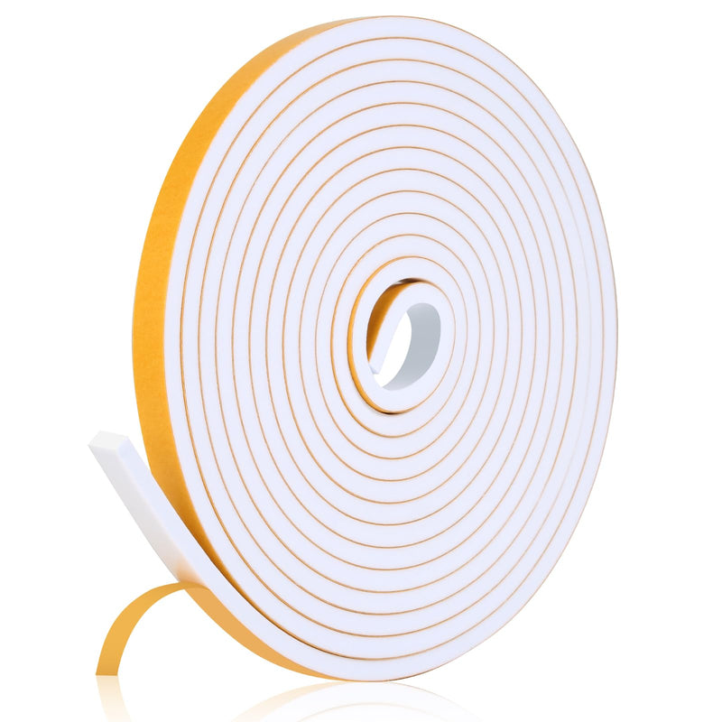 [Australia - AusPower] - 16Feet Weather Stripping Seal (1/2 Inch X 1/4 Inch) for Door Window, High Density Foam Tape, Soundproofing, Insulation Strip, Door Sealers for Door Frame- White 1/2 Inch X 1/4 Inch X 16Feet 