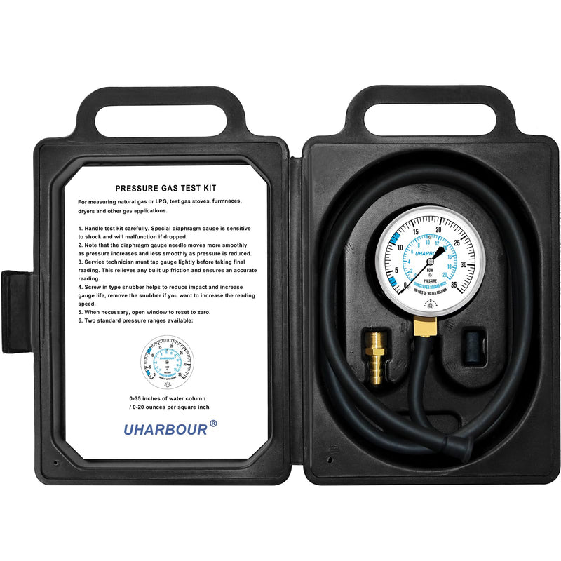 [Australia - AusPower] - Manometer Gas Pressure Tester, Manometer LP Gas Pressure Tester Gauge 0-35" W.C, 1/8" NPT Fitting with Barbed Connection, 40" Hose 0-35" W.C Manometer gas pressure tester 
