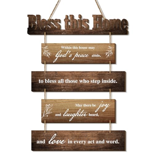 Xuhal Bless This Home Wall Decor Blessed Hanging Sign, Brown