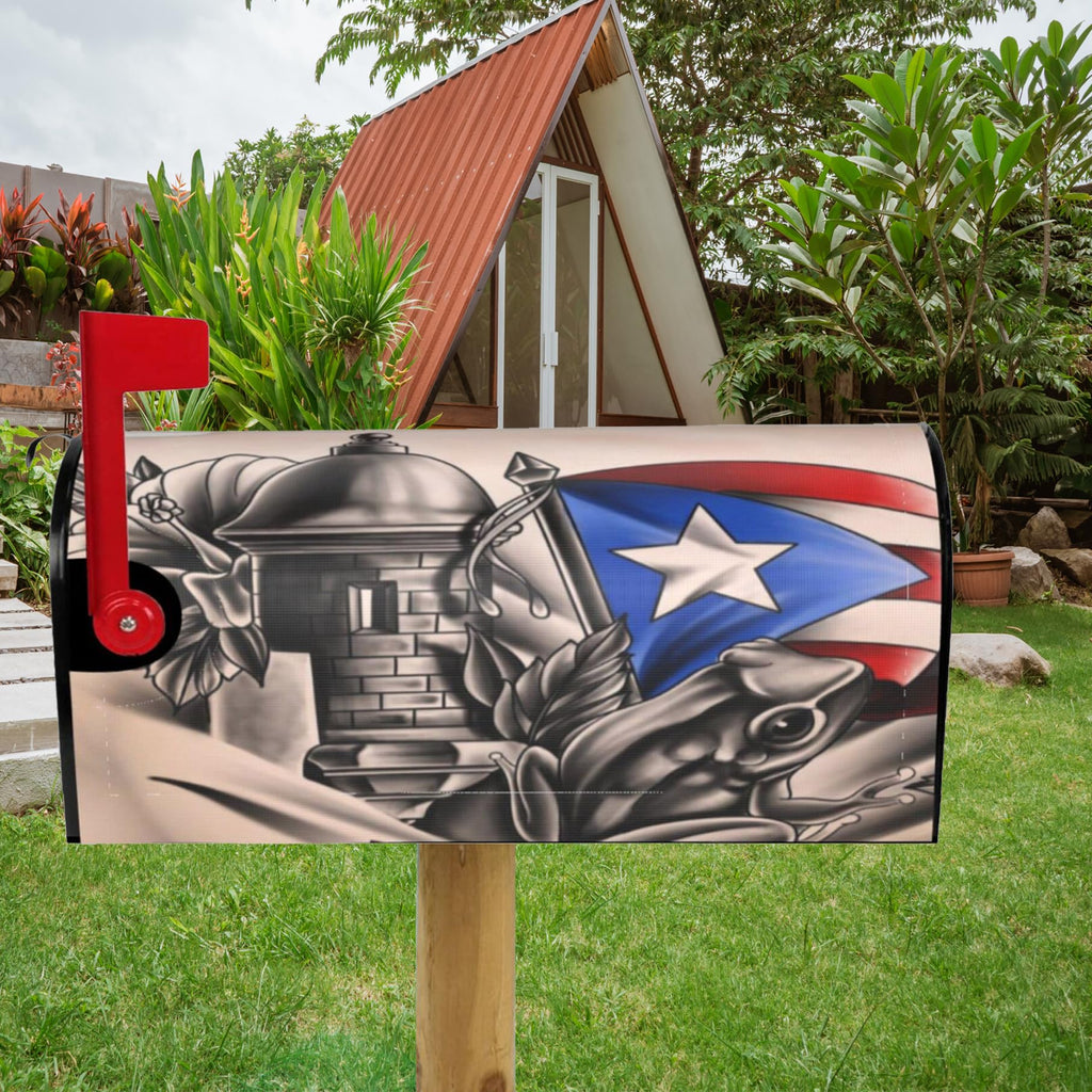 [Australia - AusPower] - Mailbox Covers Magnetic, Puerto Rico Flag Frog Letter Post Box Cover Wrapped Standard Size for Home Garden Yard Decor 21"x25.5" 21"x25.5" 