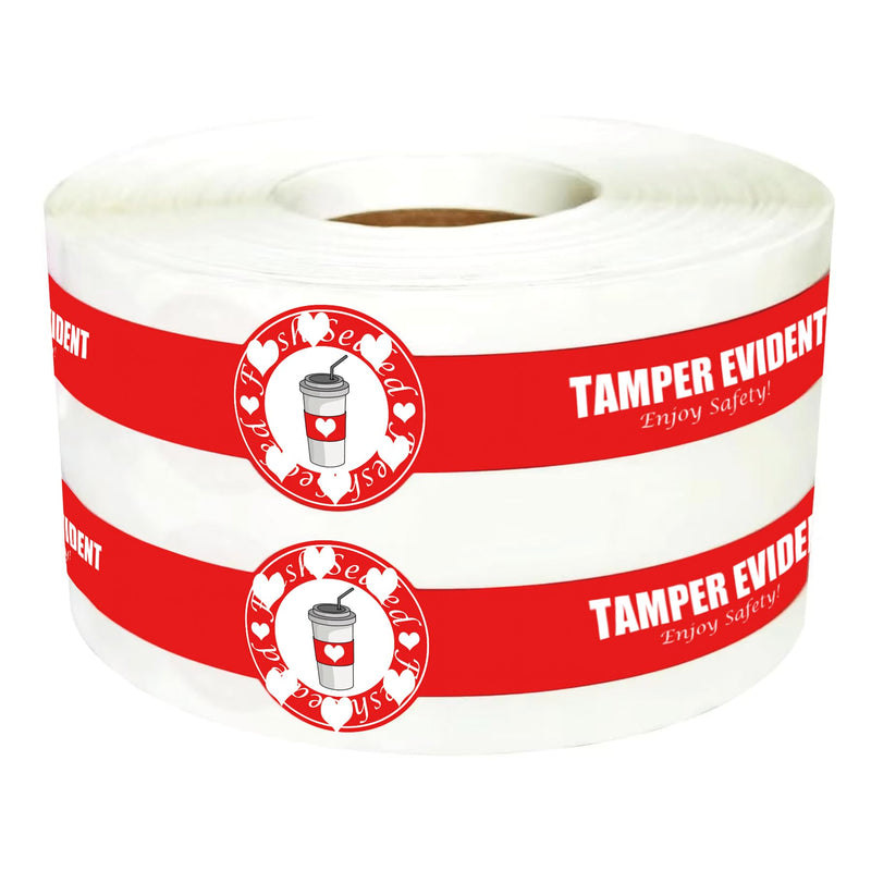 [Australia - AusPower] - Safe Secure Tamper Evident Seals for Christmas Drink Beverage Lids 1" x 9" for Freshness Labels Food Delivery Safety Stickers for Coffee Milk Tea Ice Cream Seal 250pcs 