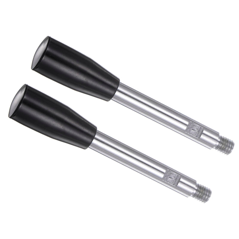 [Australia - AusPower] - Revolving Crank Clamping Handle, M10 Male Thread 125mm Length, Chrome Plated Long Arm Handwheel Handle Knob Black - (Applications: for Lathe Machinery), 2-Pieces 