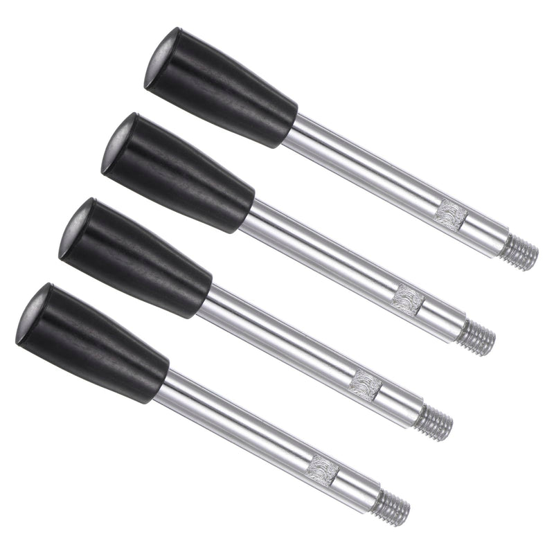[Australia - AusPower] - Revolving Crank Clamping Handle, M8 Male Thread 116mm Length, Chrome Plated Long Arm Handwheel Handle Knob Black - (Applications: for Lathe Machinery), 4-Pieces 