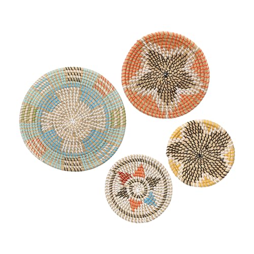 UXcell Bohemian Wall Basket Set, Straw Woven Hanging Decor (4pcs)
