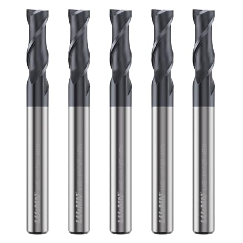 LU&MN Carbide Square End Mill, 2 Flute, 1/4", 5 Piece 1/4 in