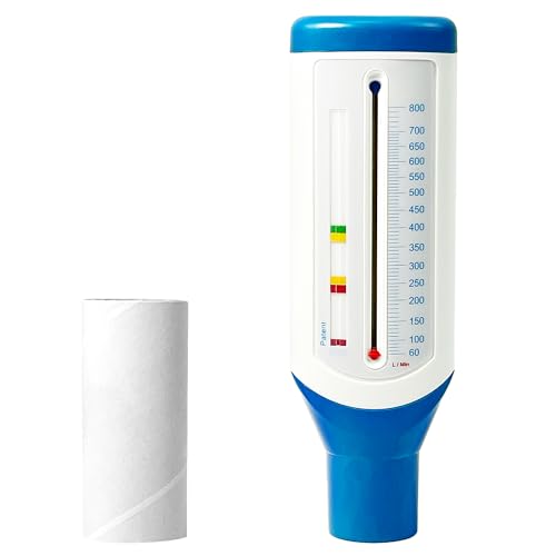 Lung Trainer and Performance Monitor for the Lungs, Domestic Lung Health Monitor, Portable Peak Flow Meter, Precise Measurements, Small Peak Flow Meter blue-white