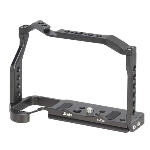 FocusFoto Camera Cage for Nikon Z50 Mirrorless Camera, Aluminium Video Vlogging Rig with Cold Shoe, 1/4"-20 Screw Mount, 3/8"-16 Locating Holes for Arri Grip, Quick Release Plate for Arca-Swiss Tripod