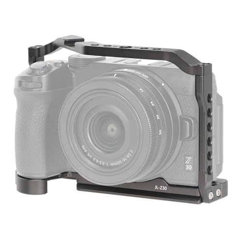 FocusFoto Camera Cage for Nikon Z30 Mirrorless Camera, Aluminium Video Vlogging Rig with Cold Shoe, 1/4"-20 Screw Mount, 3/8"-16 Locating Holes for Arri Grip, Quick Release Plate for Arca-Swiss Tripod