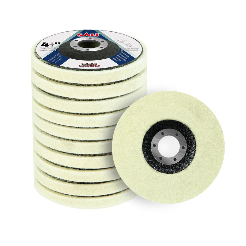 [Australia - AusPower] - SALI 10 Pcs 4-1/2 Inch Wool Felt Polishing Wheel Disc Wool Polishing Wheel Disc for 4.5" Angle Grinder Felt Grinder Polishing Wheel for Metal, Marble Stone, Furniture, Car Net Cover Fiberglass 