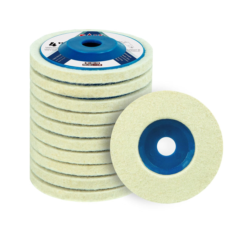 [Australia - AusPower] - SALI 10 Pcs 4 Inch Wool Felt Polishing Wheel Disc Wool Polishing Wheel Disc for 4" Angle Grinder Felt Grinder Polishing Wheel Arbor 5/8 for Metal, Marble Stone, Furniture, Car Plastic 