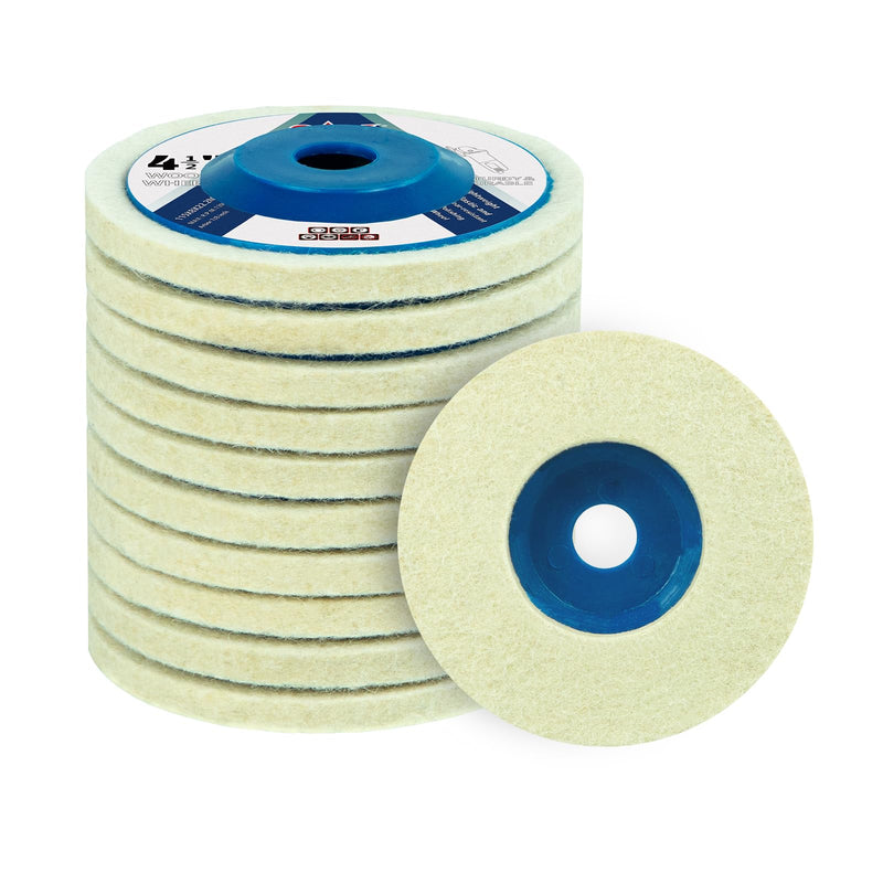 [Australia - AusPower] - SALI 10 Pcs 4-1/2 Inch Wool Felt Polishing Wheel Disc Wool Polishing Wheel Disc for 4.5" Angle Grinder Felt Grinder Polishing Wheel for Metal, Marble Stone, Furniture, Car Plastic 