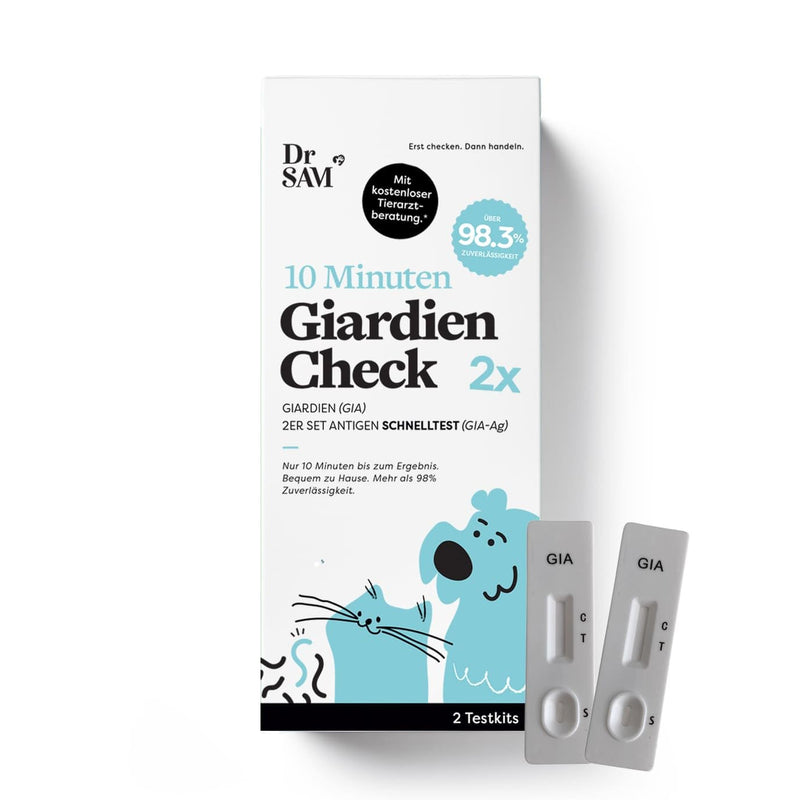 Dr. SAM Giardia Rapid Test for Dogs and Cats - Includes Veterinarian Advice, 2 Giardia Tests for Home, for Intestinal Parasites and Diarrhea, Fast Result and High Reliability Set of 2