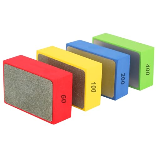 4 Piece Diamond Hand Polishing Pads Sanding Block Set (60# 100# 200# 400#) | Glass Grinder, Sanding Blocks Polishing Pads, Polishing & Sharpening, for Granite Stone Marble Ceramic Tiles Metal