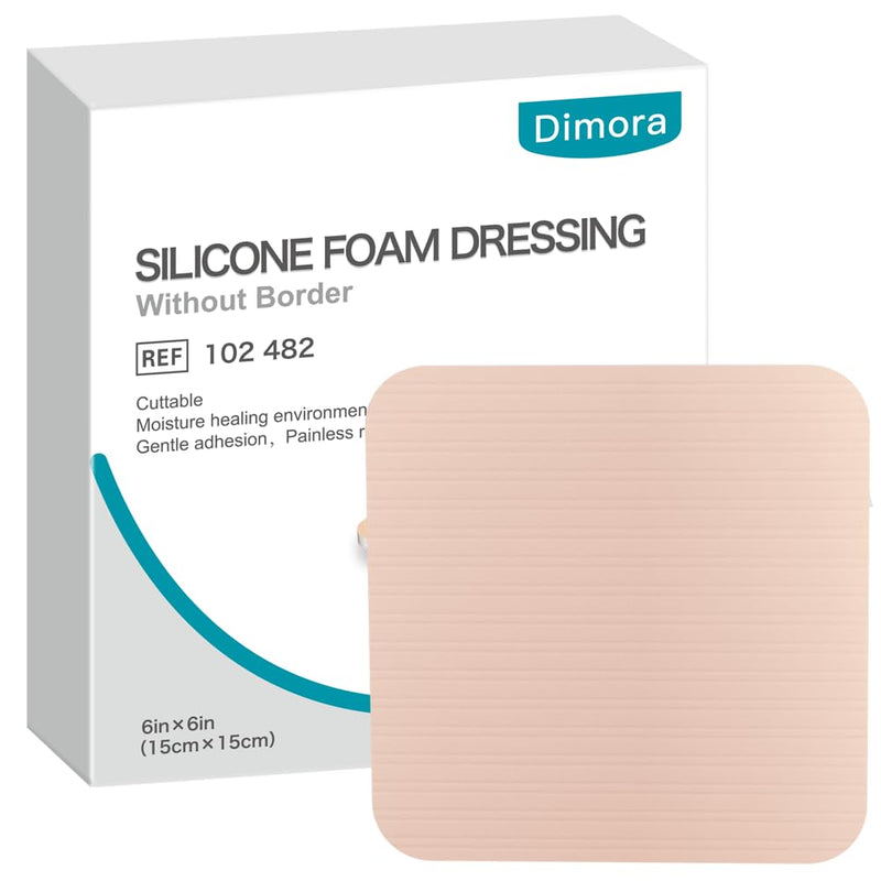 [Australia - AusPower] - Dimora Silicone Foam Dressing Without Border - 6"x 6" Highly Absorbent Adhesive Bandages for Wounds Cuttable Pads for Wound Care 5 Pack 6 x 6inch(5 PCS) 