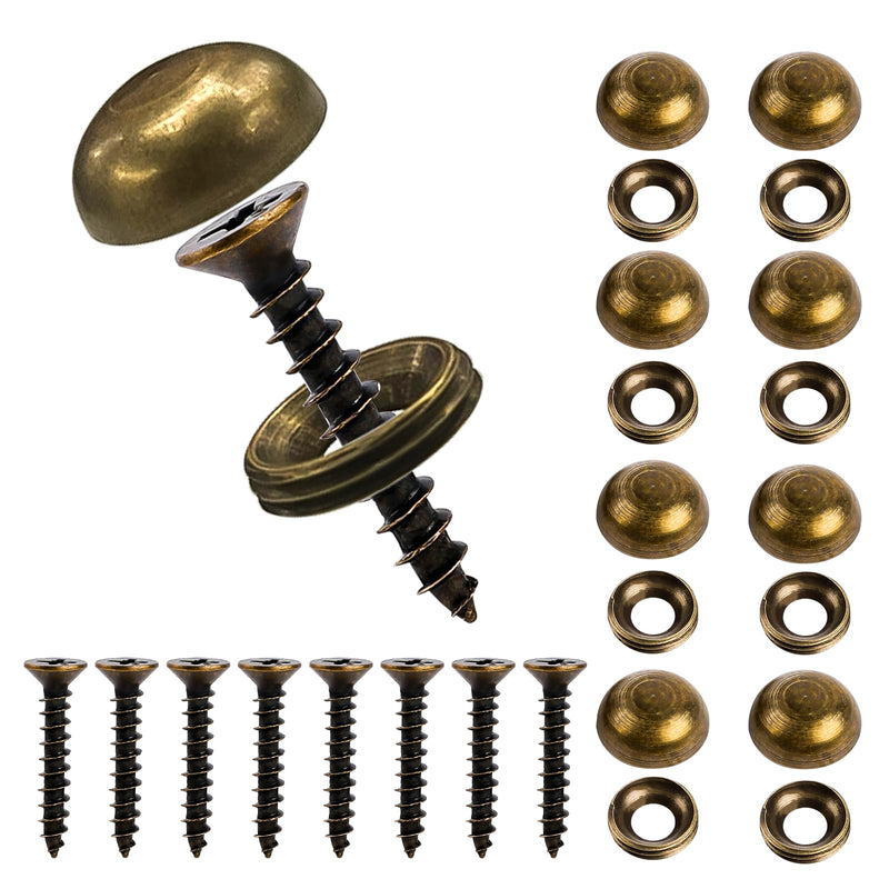 [Australia - AusPower] - 8Pcs Brass Decorative Screws with Caps, Self Tapping Screw Decorative Cover, Cabinet Doors and Windows Screws Fastener, Mirror Screws, Wood Handcrafted for Furniture Fixing(15mm) 
