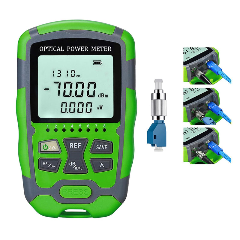 [Australia - AusPower] - Fiber Optic Tester Fiber Light Power Meter -70~+10dBm, SC/FC/ST Universal Interface Built-in 10Km Fault Detector with FC to LC Adapter 