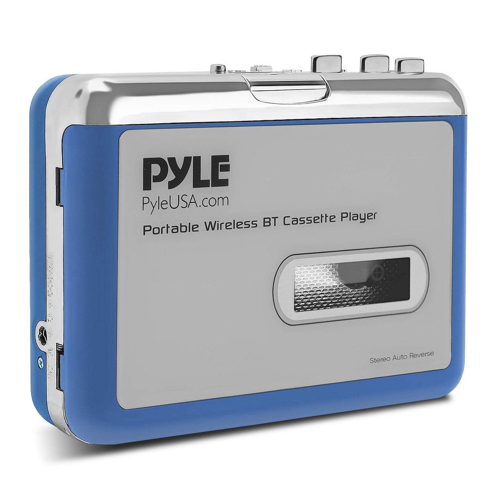 [Australia - AusPower] - Pyle Cassette Player Bluetooth with Earphone - Tape Player Bluetooth Output to Headphone/Speaker - Includes Earphones - Bluetooth Walkman Cassette Player w/Lid Switcher, AUX Port 