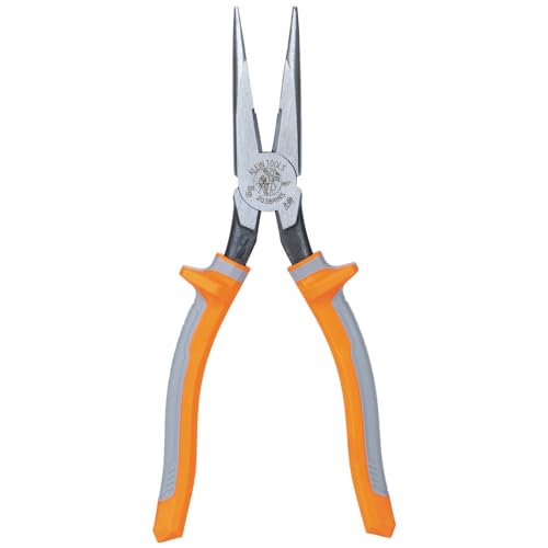 Klein Tools 2038RINS 8-inch insulated long nose side-cutting pliers with induction-hardened knives