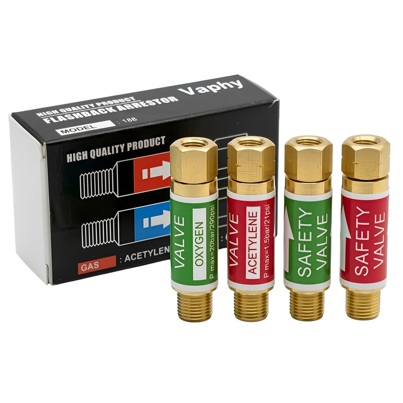 Oxygen Acetylene Flashback Arrestors Set 2-Set, Torch End - Standard "B" 9/16-18UNF Threads Size G-2 Set