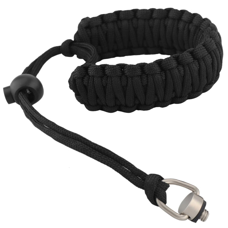 [Australia - AusPower] - Paracord Camera Wrist Strap Lanyard with Screw for Insta 360 X3, Ace Pro, DSLR Cameras, Selfie Sticks Black 
