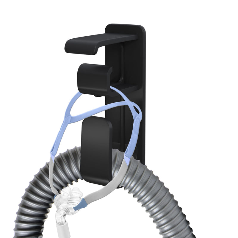 [Australia - AusPower] - CPAP Hose Holder Hanger cpap Mask Hook & Tubing Holder for Bed with Anti-Skid Function Avoids Hose Tangle and 4 Removable Refill Strips（Damage-Free Hanging） cpap Machine Supplies 1 Black 