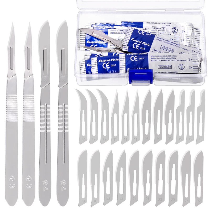 [Australia - AusPower] - Keadic 76Pcs 2 Style Scalpel Blades Handle with #10#11#12#15#20#21#22#23#24 Surgical Sterile Blades, Laboratory Blade-Lab Knives for Callus Removal, Practicing Cutting, Sculpting #10 #11 #12 #15 #20 #21 #22 #23 #24 