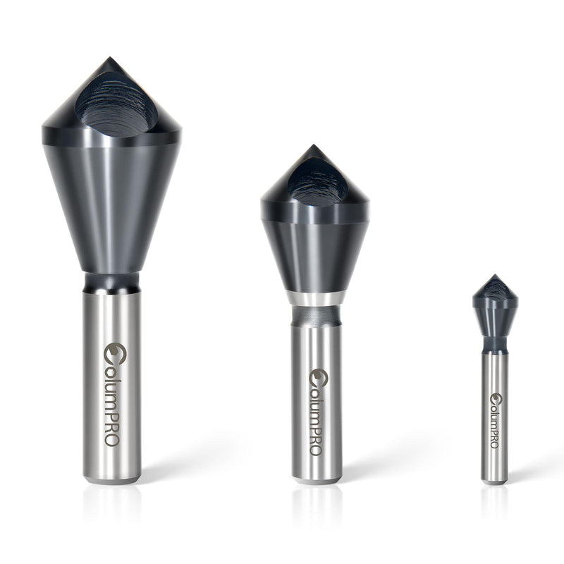 3PCS Cobalt Single-End Countersink Chamfer Tool Set -TiAlN Coated Heavy-Duty M35 90-Degree Countersink Bits for Metal, Stainless Steel, Copper, Wood, Fiberboard,2-5,10-15,15-20MM,1/4"-3/4"