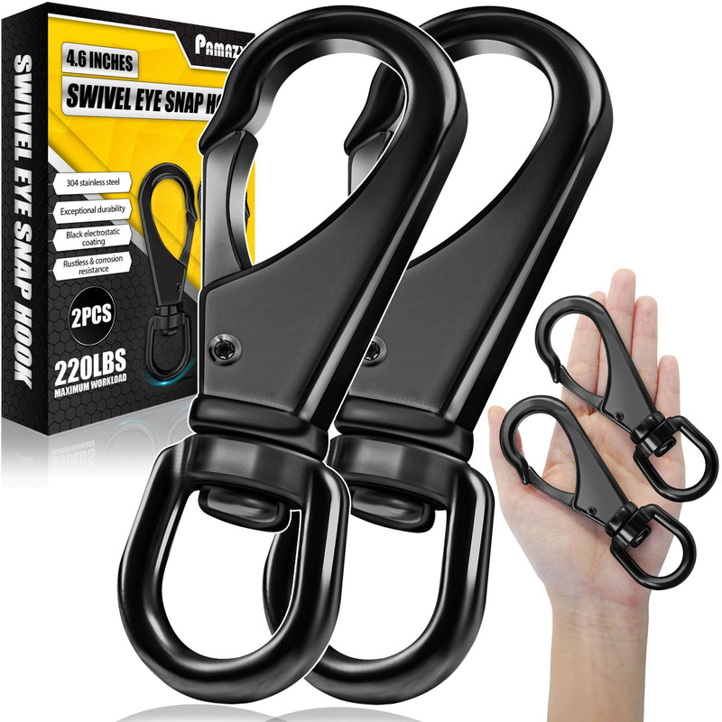 [Australia - AusPower] - [Extra Sturdy] 2Pcs 4.6” Stainless Steel Swivel Eye Snaps, 220 LBS Capacity Heavy Duty Flag Clips, Multipurpose Swivel Clips, Great for Marine, Sports, Luggages, Pets, Swings, Keychains 