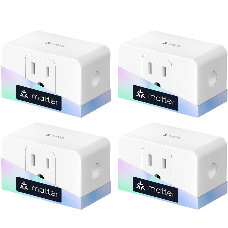 meross Matter Smart Plug, Energy Monitoring Smart Outlet, Wi-Fi Plug Work with Alexa, Apple HomeKit, Google with Schedule Timer, 15A/1800W, 100% Privacy Matter Smart Home, App & Voice Control 4 Pack Upgraded Matter Plug 4 Pack