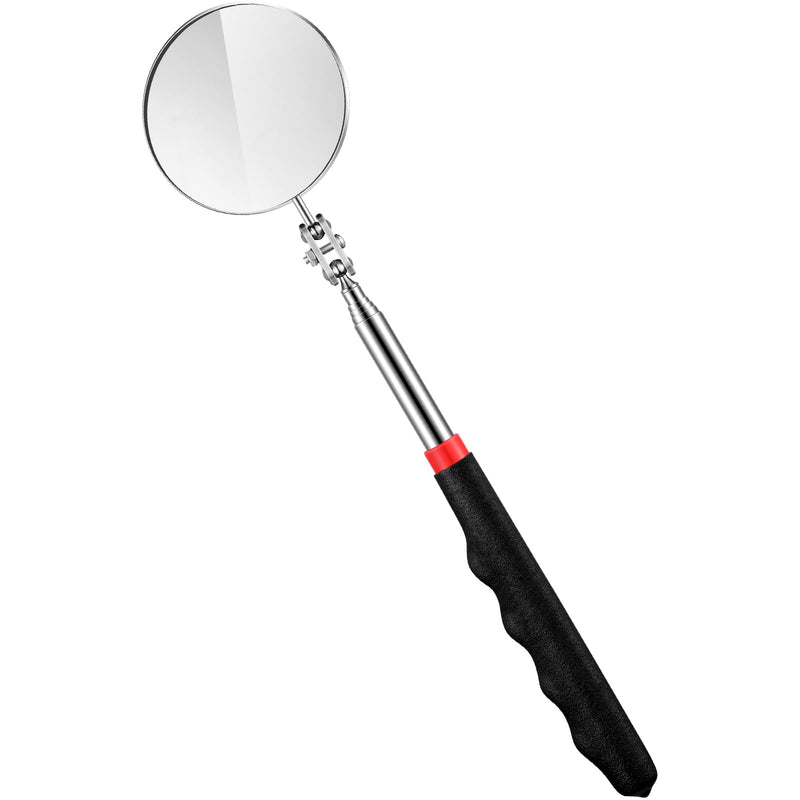 [Australia - AusPower] - 1 Pcs Telescoping Inspection Mirror, 29 Inch Mechanics Mirror Tool with Long Handle, Round Extendable Mirror on a Stick for Technicians Mechanics Contractors Checking Observation (Black) Black 