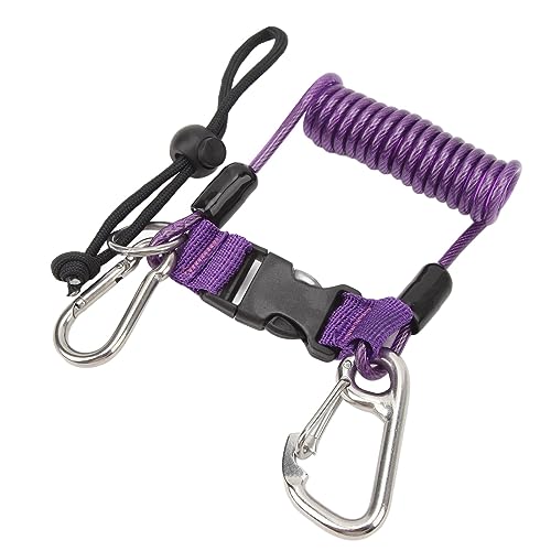 VGEBY Diving Camera Spring Rope, Stainless Steel Diving Anti Lost Hook Spring Rope Coiled Lanyard for Diving Outdoor Climbing Purple