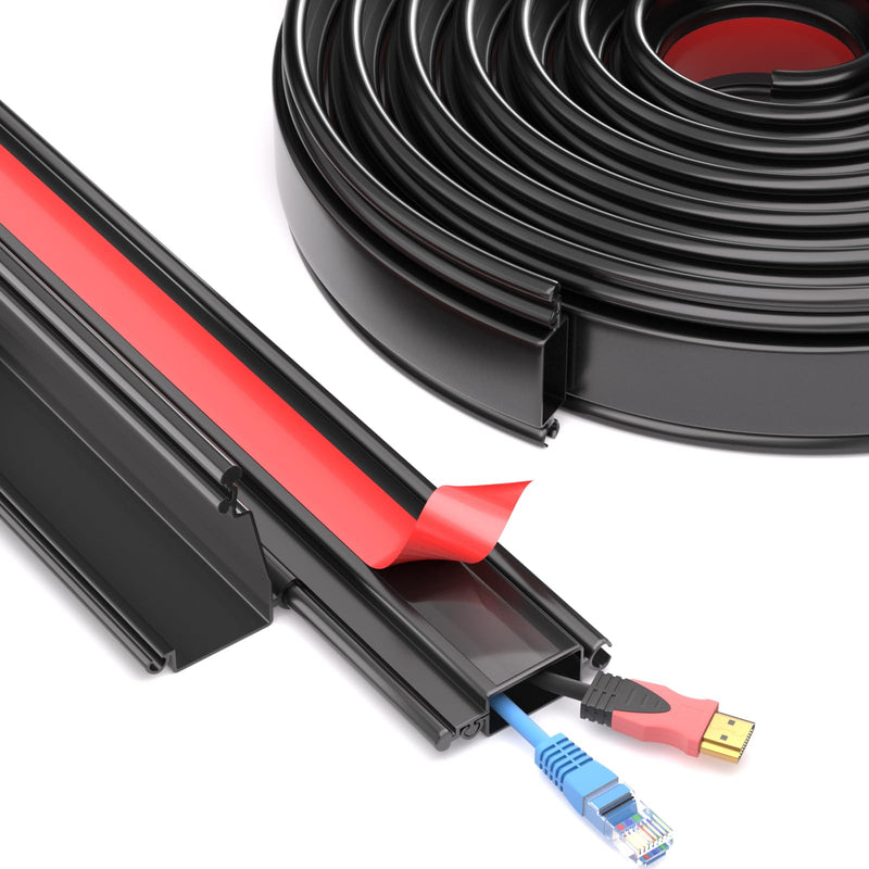 [Australia - AusPower] - 78 Inch Cord Hider Wall,ESUFEIR Cord Cover Wall Cable Management,Paintable Wire Hiders for TV on Wall,Adhesive Cable Cover Hider Raceway Cord Concealer Home Office,L78in X W0.6in X H0.25in (Black) 78 Inch Black 