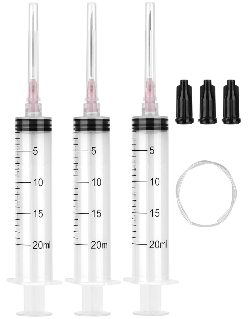 [Australia - AusPower] - 3 Pack 20ml/cc Syringes with 55.1 Inch Tube and Needle 18G 1.5”, Sterile Syringe Individually Packaged for Labs, Resin, Craft, Machine Oil, Ink, Glue 20 ml with tube/needle 